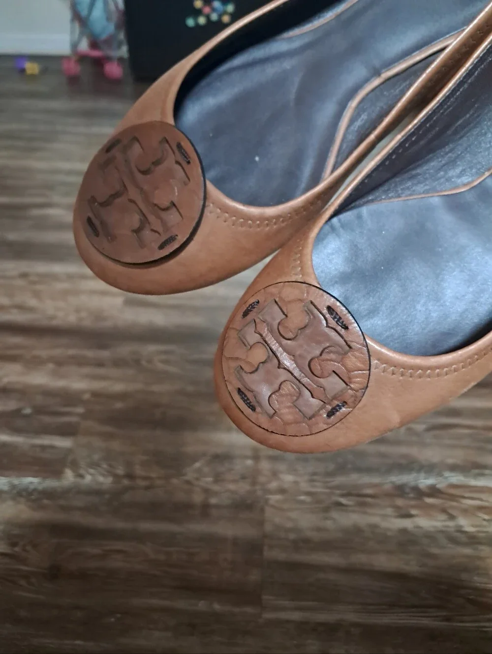 Tory Burch Tan Leather Logo Ballet Flats Sz. 9M